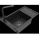 Mexen Elias granīta izlietne, 1 bļoda, ar noteku un Duero virtuves maisītāju, melns/sudrabs metālisks - 6511-73-671600-70-B