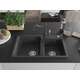 Mexen Tomas granīta izlietne, 2 bļodas un Carla virtuves jaucējkrāns, raibs melns - 6516-76-670700-76, 3 image
