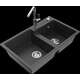 Mexen Tomas granīta izlietne, 2 bļodas un Flora virtuves jaucējkrāns, raibs melns - 6516-76-670401-00