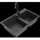 Mexen Tomas granīta izlietne, 2 bļodas un Telma virtuves jaucējkrāns, raibs melns - 6516-76-670200-70-B