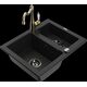 Гранитная мойка Mexen Carlos 1,5 чаши со смесителем для кухни Carla, черный - 6518-77-670700-50-B