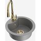 Mexen Diego granīta izlietne, 1 bļoda, ar Savita virtuves jaucējkrānu, pelēka - 6512-71-672601-50