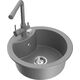 Гранитная мойка Mexen Diego, 1 чаша, со смесителем для кухни Duero, серый - 6512-71-671600-71