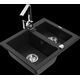 Granīta izlietne Mexen Carlos 1,5 bļodas ar virtuves maisītāju Rita, melna - 6518-77-670300-00