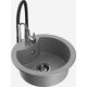 Гранитная мойка Mexen Diego, 1 чаша, со смесителем для кухни Aster, серый - 6512-71-73450-07-B