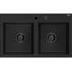 Mexen Hektor granīta izlietne, 2 bļodas, 800 x 480 mm, melns, melns sifons - 6521802000-77-B