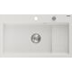 Mexen Omar гранитная мойка, 1 чаша, 800 x 480 мм, белый, сифон хром - 6520801005-20