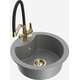 Mexen Diego granīta izlietne, 1 bļoda, ar Duo virtuves jaucējkrānu, pelēks - 6512-71-671701-57-G