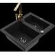 Granīta izlietne Mexen Carlos 1,5 bļodas ar virtuves maisītāju Rita, melna - 6518-77-670300-50-B