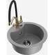 Mexen Diego granīta izlietne, 1 bļoda, ar Duo virtuves jaucējkrānu, pelēks - 6512-71-671701-57-B