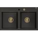 Mexen Hektor granīta izlietne, 2 bļodas, 800 x 480 mm, melns/zelts metālisks, zelta sifons - 6521802000-75-G