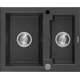 Mexen Carlos granīta izlietne, 1,5 bļodas, 582 x 475 mm, raibs melns, hromēts sifons - 6518581500-76