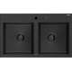 Granīta izlietne Mexen Hektor, 2 bļodas, 800 x 480 mm, melns/sudrabs metālisks, melns sifons - 6521802000-73-B