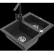 Granīta izlietne Mexen Carlos 1,5 bļodas ar virtuves mikseri Rita, raibs melns - 6518-76-670300-76