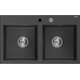 Mexen Hektor granīta izlietne, 2 bļodas, 800 x 480 mm, raibs melns, hromēts sifons - 6521802000-76