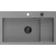 Mexen Omar granīta izlietne, 1 bļoda, 800 x 480 mm, pelēks, melns sifons - 6520801005-71-B