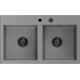 Mexen Hektor granīta izlietne, 2 bļodas, 800 x 480 mm, pelēks, melns sifons - 6521802000-71-B