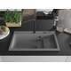 Mexen Omar granīta izlietne, 1 bļoda, 800 x 480 mm, pelēks, melns sifons - 6520801005-71-B, 3 image