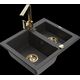 Granīta izlietne Mexen Carlos 1,5 bļodas ar virtuves maisītāju Rita, raibs melns - 6518-76-670300-50