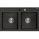 Granīta izlietne Mexen Hektor, 2 bļodas, 800 x 480 mm, melns/zelts metālisks, hromēts sifons - 6521802000-75