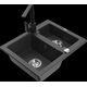 Granīta izlietne Mexen Carlos 1,5 bļodas ar virtuves mikseri Rita, raibs melns - 6518-76-670300-70
