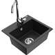 Mexen Milo zlewozmywak granitowy 1-komorowy z baterią kuchenną Telma, czarny/srebrny - 6505-73-670200-00