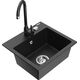Mexen Milo zlewozmywak granitowy 1-komorowy z baterią kuchenną Telma, czarny/srebrny - 6505-73-670200-70