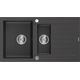 Mexen Matias zlewozmywak granitowy 1,5-komorowy z krótkim ociekaczem 900 x 505 mm, czarny nakrapiany - 6502901505-76