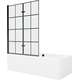 Mexen Cube wanna prostokątna 170 x 80 cm z obudową i parawanem 2-skrzydłowym 120 cm, czarny wzór - 550517080X9212027077