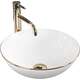 Rea Sanitary Umywalka Ceramiczna Nablatowa Stella biała ze złotym rantem
