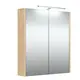 Vannas istabas skapītis ar spoguli un LED apgaismojumu Raguvos Baldai 58.2 cm, gaišs ozols