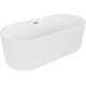 Mexen Paola wanna wolnostojąca ryflowana 150 x 75 cm, biała połysk, przelew miedź szczotkowana - 52721507500-65