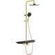 Mexen Exxo zestaw prysznicowy natynkowy z deszczownicą i baterią, złoty/czarny - 78113-75