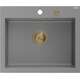 Mexen Elix zlewozmywak granitowy 1-komorowy 600 x 500 mm, szary, syfon złoty - 6525601005-71-G