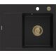 Mexen Ben zlewozmywak granitowy 1-komorowy z ociekaczem prawy 600 x 500 mm, czarny, syfon złoty - 6523605000-77-G