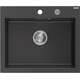 Mexen Elix zlewozmywak granitowy 1-komorowy 600 x 500 mm, czarny nakrapiany, syfon chrom - 6525601005-76