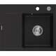 Mexen Ben zlewozmywak granitowy 1-komorowy z ociekaczem prawy 600 x 500 mm, czarny, syfon chrom - 6523605000-77