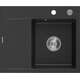 Mexen Ben zlewozmywak granitowy 1-komorowy z ociekaczem prawy 600 x 500 mm, czarny/srebrny metalik, syfon chrom - 6523605000-73