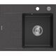 Mexen Ben zlewozmywak granitowy 1-komorowy z ociekaczem prawy 600 x 500 mm, czarny nakrapiany, syfon chrom - 6523605000-76