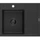 Mexen Ben zlewozmywak granitowy 1-komorowy z ociekaczem lewy 600 x 500 mm czarny/srebrny metalik, syfon czarny - 6522605000-73-B