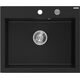 Mexen Elix zlewozmywak granitowy 1-komorowy 600 x 500 mm, czarny, syfon chrom - 6525601005-77