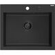 Mexen Elix zlewozmywak granitowy 1-komorowy 600 x 500 mm, czarny/srebrny metalik, syfon czarny - 6525601005-73-B