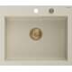 Mexen Elix zlewozmywak granitowy 1-komorowy 600 x 500 mm, beżowy, syfon złoty - 6525601005-69-G