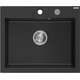 Mexen Elix zlewozmywak granitowy 1-komorowy 600 x 500 mm, czarny/srebrny metalik, syfon chrom - 6525601005-73