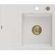 Mexen Ben zlewozmywak granitowy 1-komorowy z ociekaczem prawy 600 x 500 mm, biały, syfon złoty - 6523605000-20-G