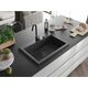 Mexen Elix zlewozmywak granitowy 1-komorowy 700 x 500 mm, czarny nakrapiany, syfon czarny - 6526701005-76-B, изображение 2