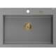 Mexen Elix zlewozmywak granitowy 1-komorowy 700 x 500 mm, szary, syfon złoty - 6526701005-71-G