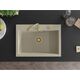 Mexen Elix zlewozmywak granitowy 1-komorowy 700 x 500 mm, beżowy, syfon złoty - 6526701005-69-G, изображение 4