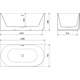 Mexen Gia wanna wolnostojąca narożna ryflowana lewa 150 x 75 cm, biała mat, przelew gun metal - 52701507501L-95, 3 image