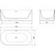 Mexen Gia wanna wolnostojąca narożna ryflowana prawa 170 x 80 cm, biała połysk, przelew gun metal - 52701708000P-95, изображение 3